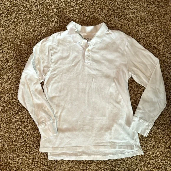 Children’s place large (10-12) long sleeve white polo shirt. - Picture 1 of 1